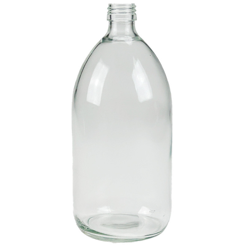 FLACON SIROP 1000ML VERRE BLANC BAGUE PP28