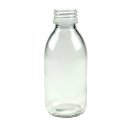 FLACON SIROP 150ML VERRE BLANC BAGUE PP28