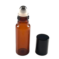 Flacon "roll-on" 10ml verre brun + capsule noire