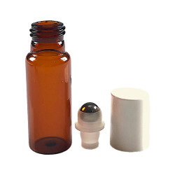 Flacon "roll-on" 10ml verre brun + capsule blanche
