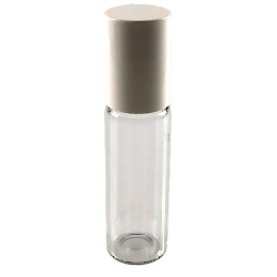Flacon "roll-on" 10ml en verre blanc + capsule blanche
