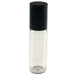 Flacon "roll-on" 10ml en verre blanc + capsule noire