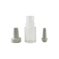 FLACON ROND 5ML PEBD NATUREL + EMBOUT GOUTTES PE BLANC + CAPUCHON PEHD BLANC