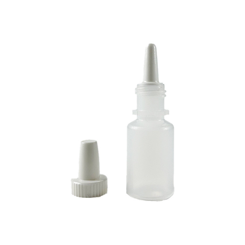 FLACON ROND 10ML PEBD NATUREL + EMBOUT GOUTTES PE BLANC + CAPUCHON PEHD BLANC